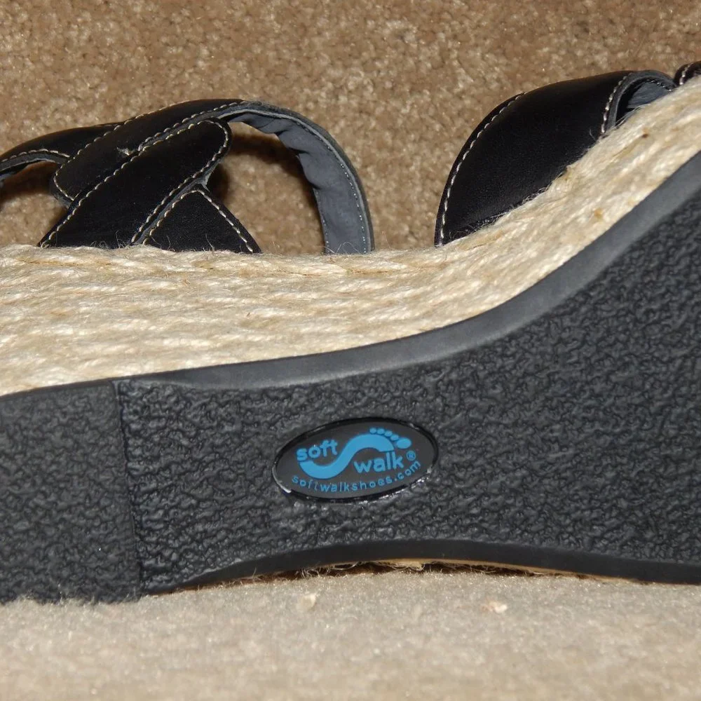 NEW SOFT WALK Black St. Helena Platform Sandals 11
